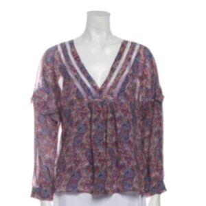 Frye Printed V-Neck Blouse Cottagecore